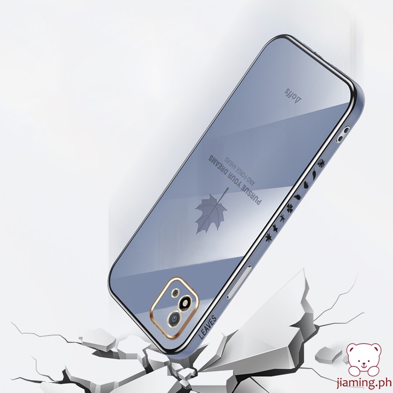 Ốp Điện Thoại Vuông Mềm Họa Tiết Lá Phong Sang Trọng Cho OPPO Realme C11 C15 C20 C20A C11 2021