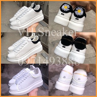 Giày mcqueen, mcq Giày mcq gót nhung đen, gót hoa cúc, gót phản quang nam nữ độn đế 4cm