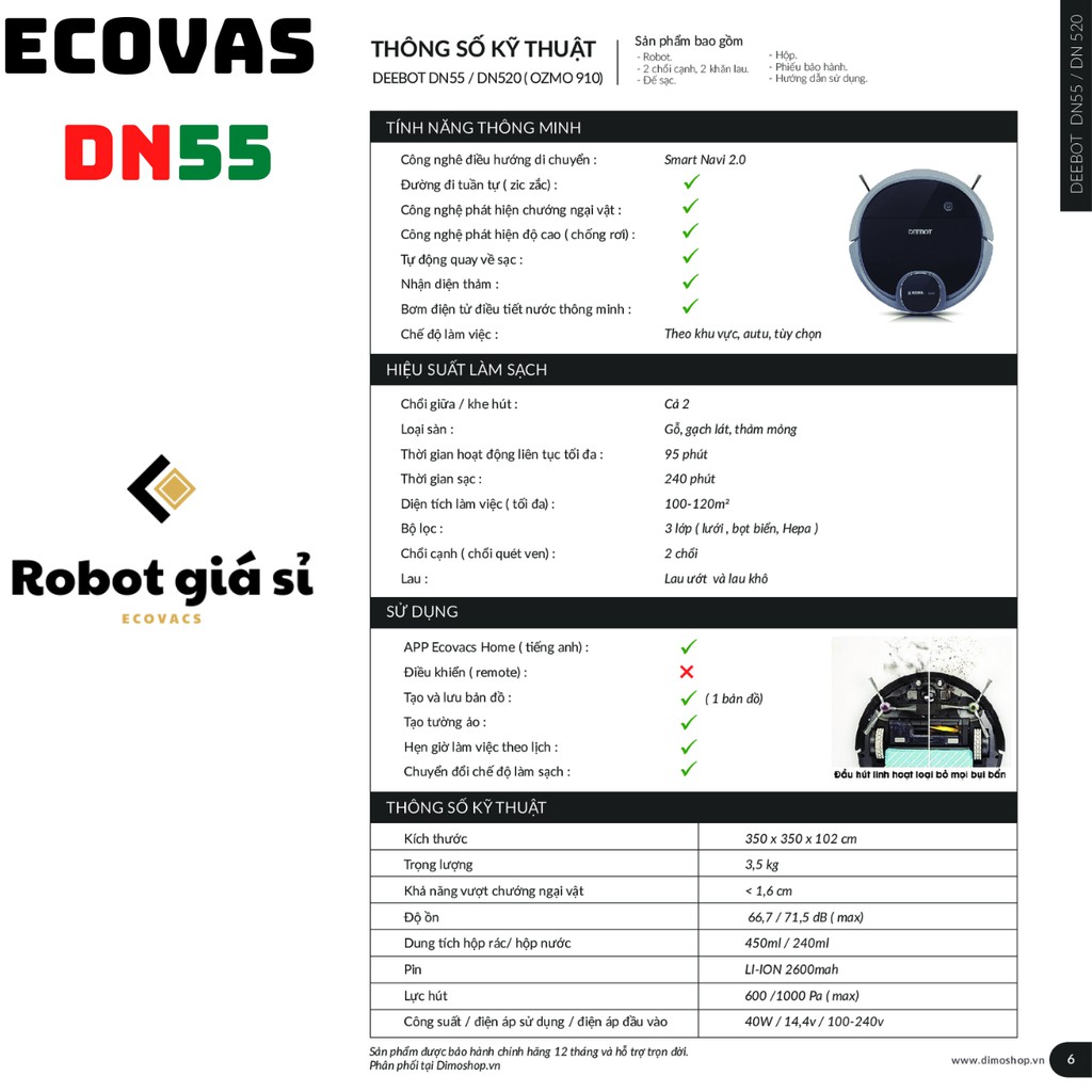 Robot Hút Bụi Ecovacs Deebot DN55 ( ozomo 901)