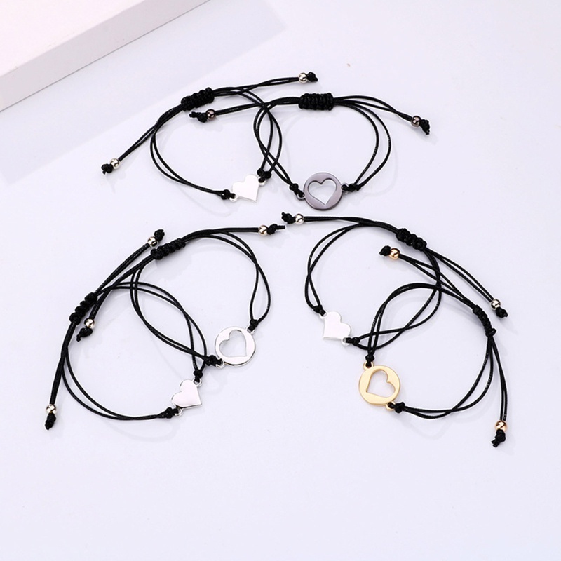 Flgo Vòng Tay Dây Sáp Bện Thủ Công Mặt Trái Tim Rỗng Cho Mẹ Và Bé Gái