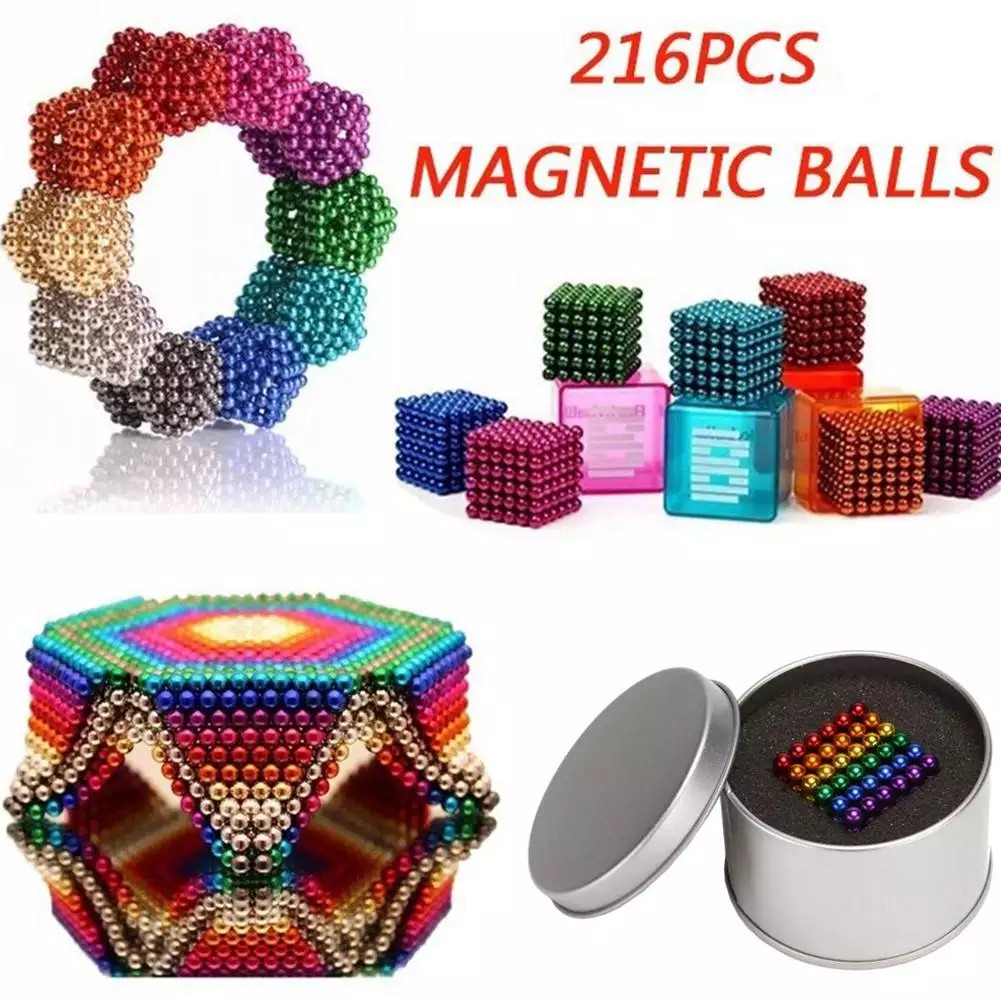 (Hàng Có Sẵn) 216 Cái Nam Châm Ma Thuật 3D 3/5Mm Khối Xây Dựng Nam Châm Đồ Chơi Hạt Hình Cầu