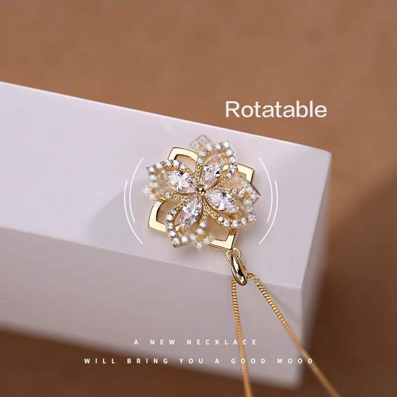Vòng cổ MAYEBE LAVEND thép titan mạ vàng 18k đính đá nhân zircon chất lượng cao tinh tế