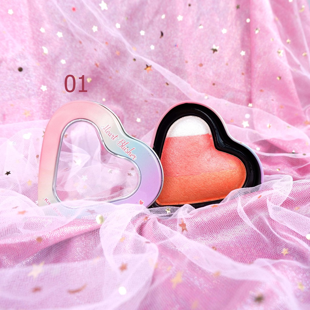 Phấn má kiêm bắt sáng thiết kế hộp thiếc cao cấp Kiss Beauty Heart Blusher 8g NPP Shoptido | BigBuy360 - bigbuy360.vn