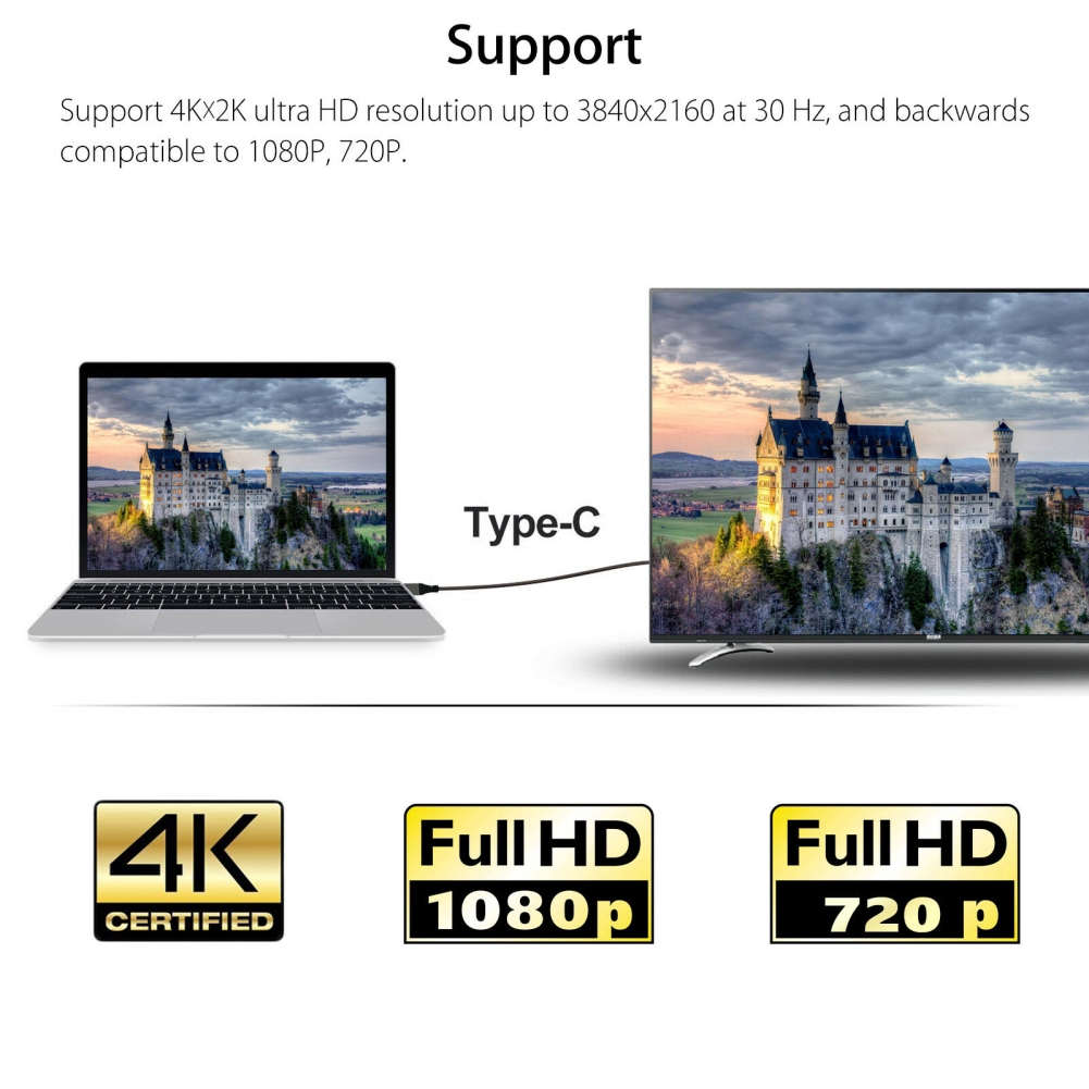 Cáp chuyển đổi HDMI USB-C Type C sang 4K HDMI cho Samsung Galaxy S8 S9 Macbook VN