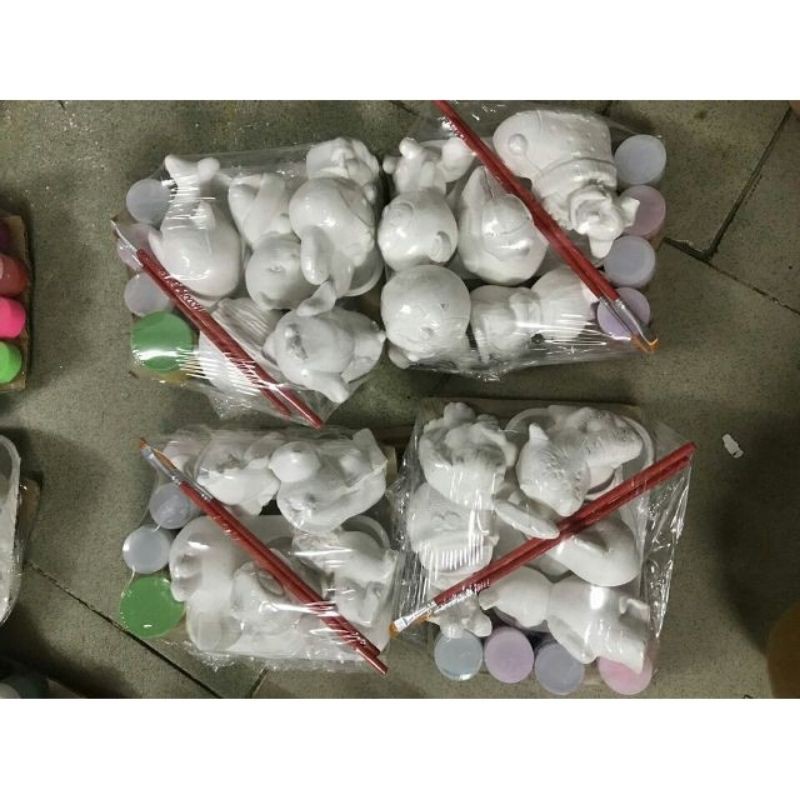 Tô Tượng màu cho bé, 10 tượng thạch cao (7-9cm) tặng màu, vỉ, cọ