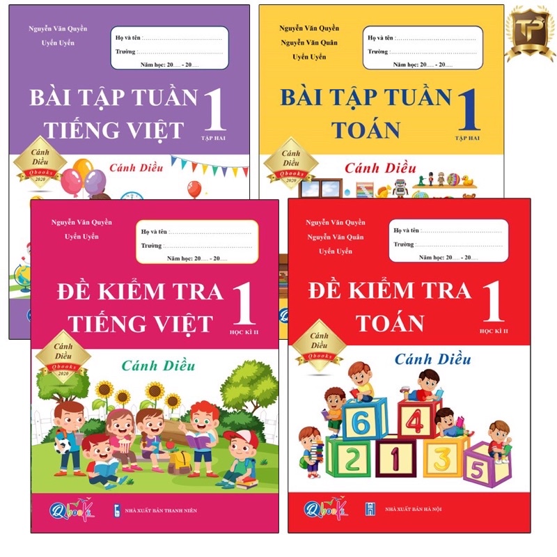 Combo Bài Tập Tuần và Đề Kiểm Tra Lớp 1 Canh diêu - Môn Toán và Tiếng Việt học kì 2 (4 cuốn)