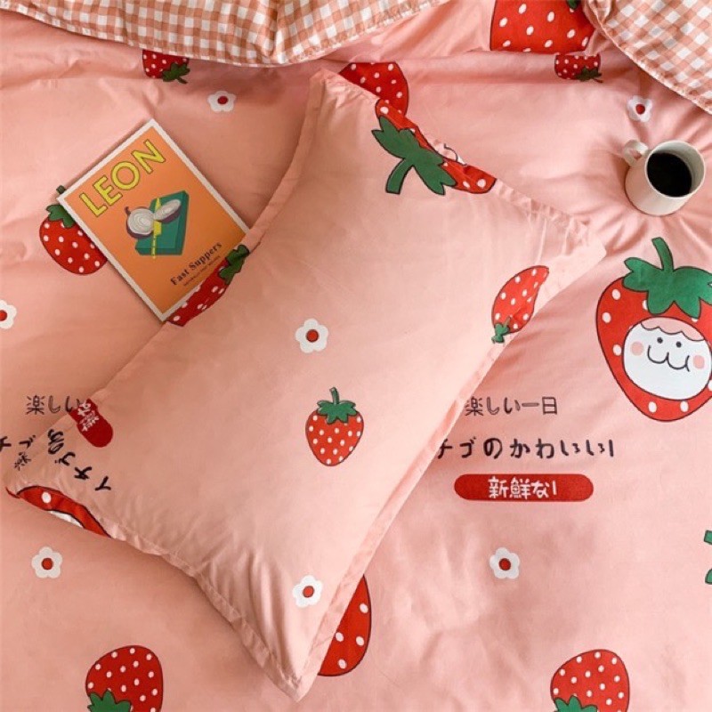 Set chăn ga gối Poly cotton: dâu tây hồng | BigBuy360 - bigbuy360.vn