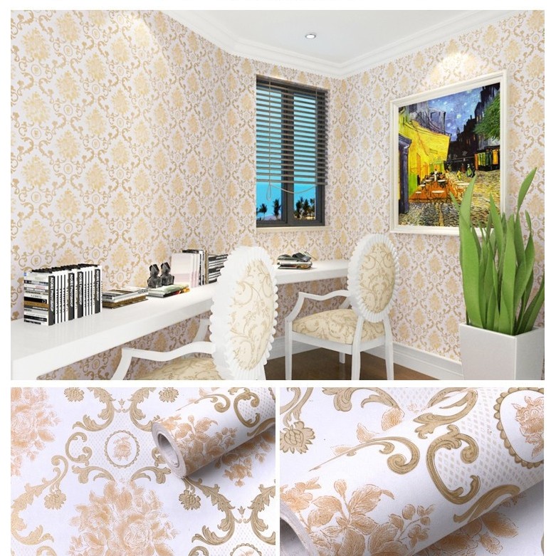 10m giấy dán tường sẵn keo hoa văn châu âu bóng rộng 45cm 6002 | BigBuy360 - bigbuy360.vn