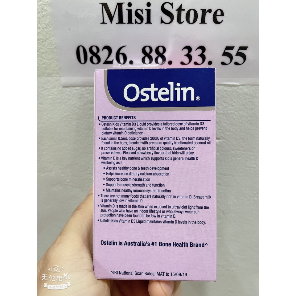 (date T7/2023) Vitamin D Liquid Kids Ostelin 20ml, dạng nước của Úc