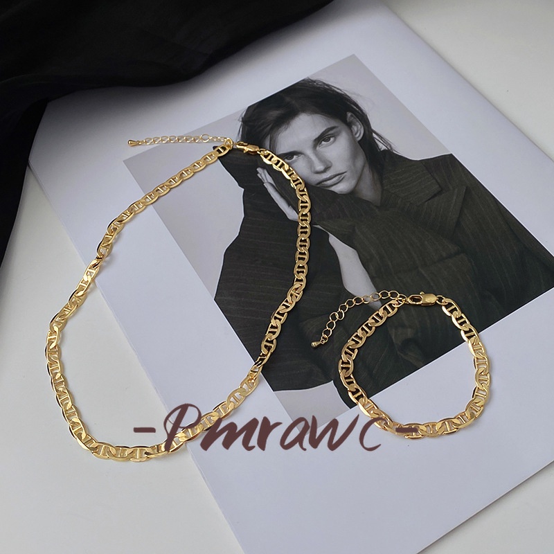 Pmrawc | Vòng Tay Mạ Vàng 18K Kiểu Hình Học Đơn Giản Phong Cách Hip Hop Chống Thấm Nước FS20