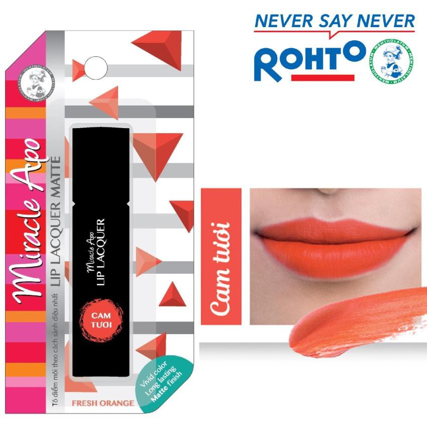 Son Miracle Apo Lip Lacquer Matte Fresh Orange cam tươi 3ml