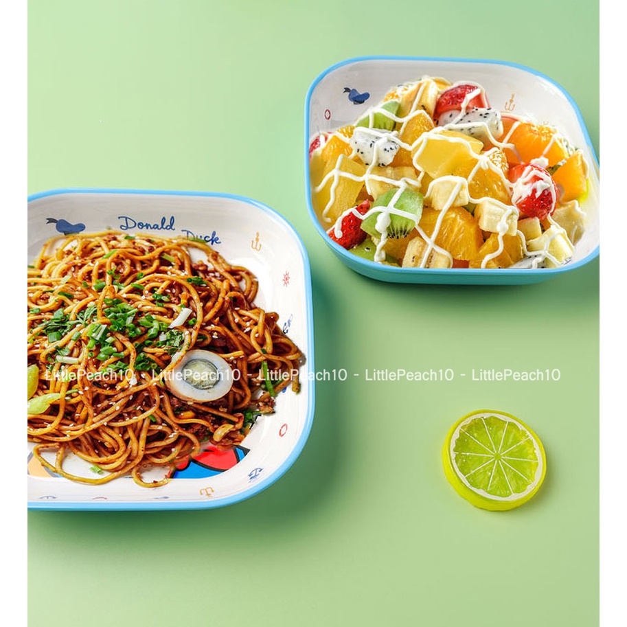 Đĩa Dĩa ăn dặm Melamine vuông Disney cho bé Elsa Frozen Car Mickey Minnie Princess kiểu mới 2022