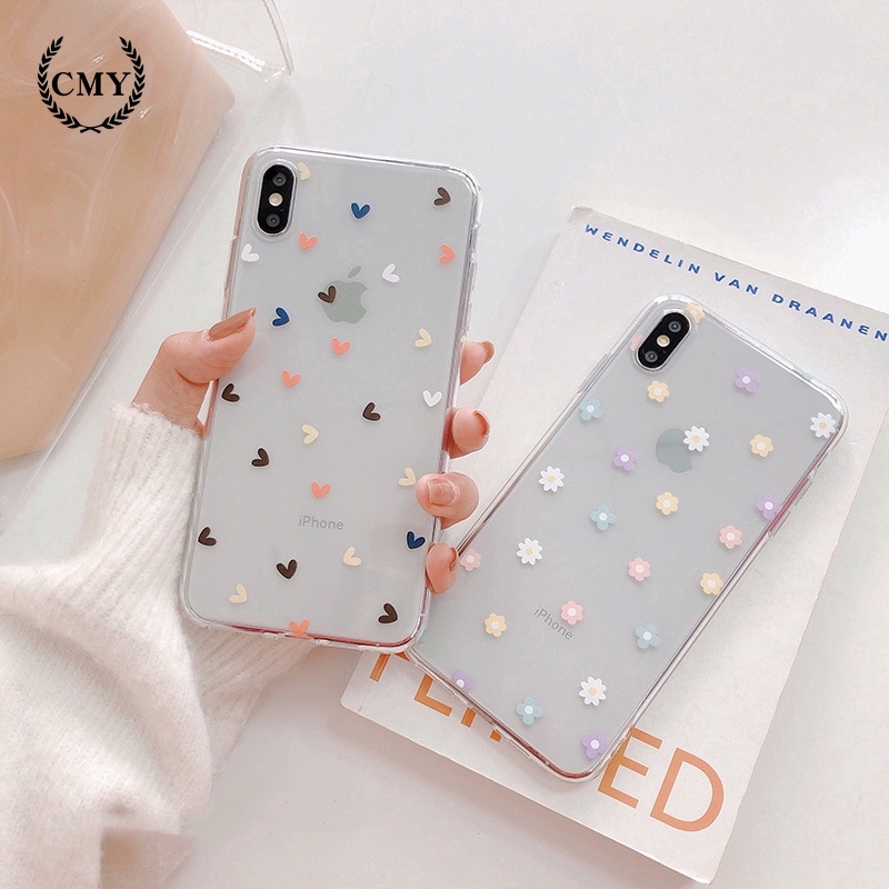Ốp lưng in hình bông hoa/trái tim xinh xắn cho iPhone11/11Pro 11pro Max X XR XS XS MAX 6 7 8 plus SE | BigBuy360 - bigbuy360.vn