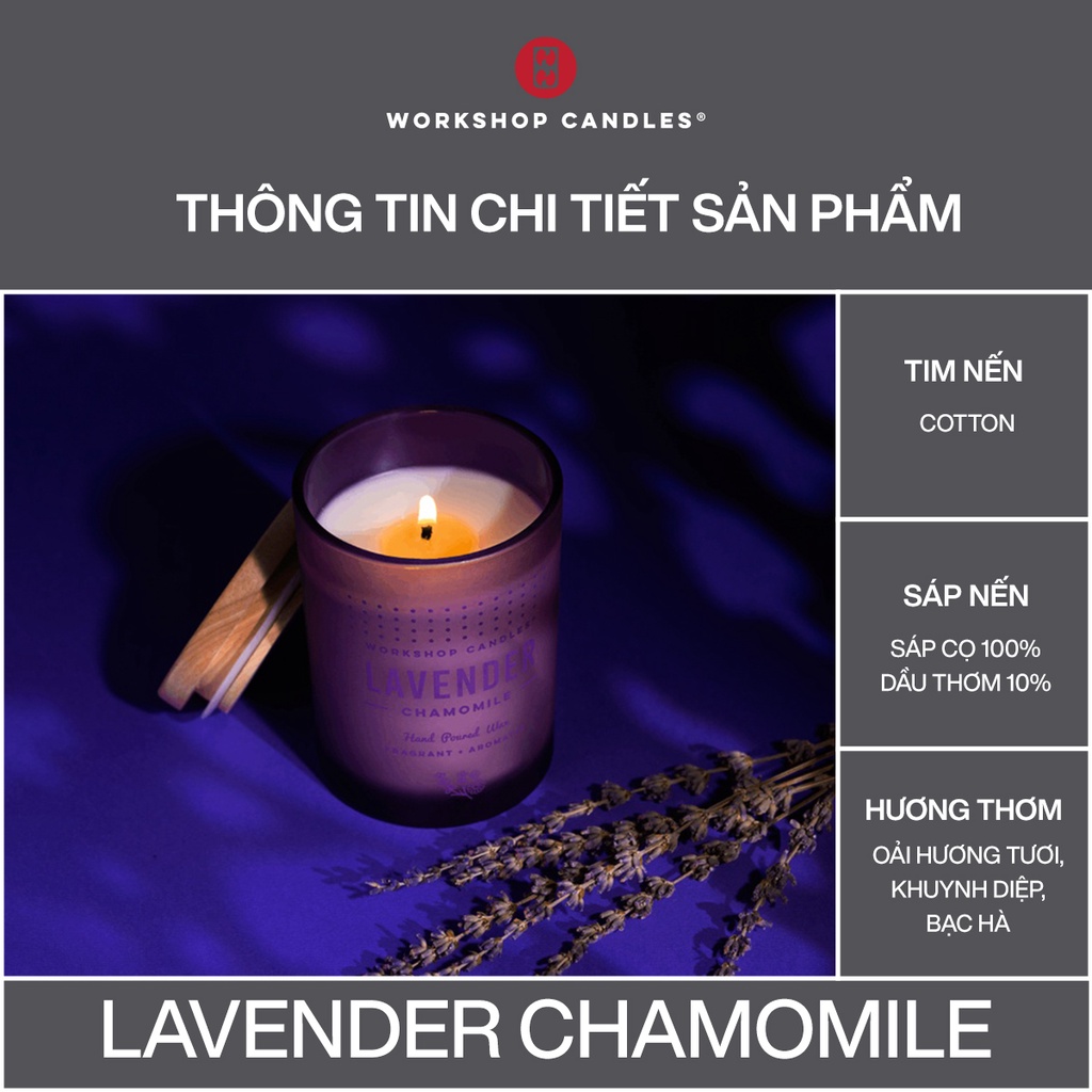Nến thơm Lavender Chamomile Workshop Candles H&amp;H Home 8oz