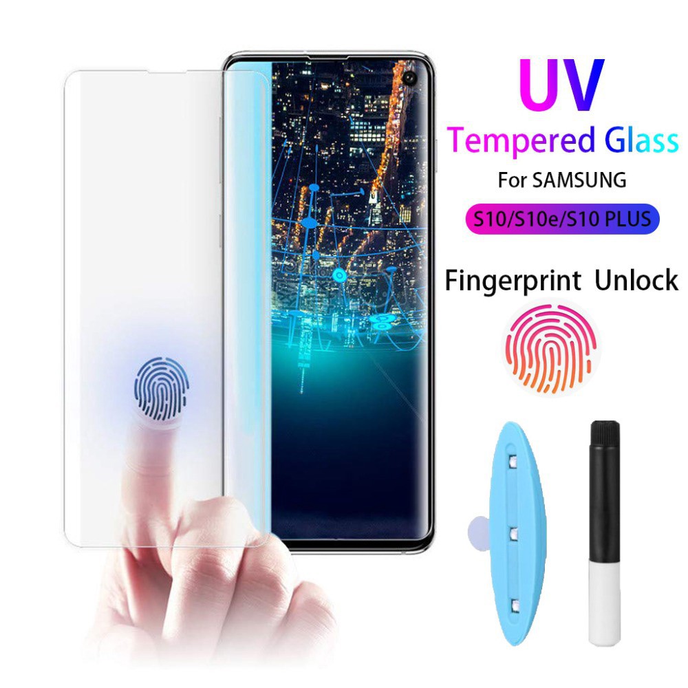 MADQ LCA Kính cường lực keo nước UV cho Samsung Galaxy S20 Ultra S10+ S9 Plus S8 + S6 S7 Edge Note 10 Pro 9 8 9 6