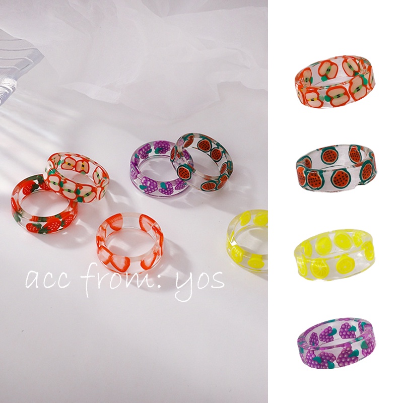 Nhẫn đeo tay Hàn Quốc họa tiết hoa quả xinh xắn