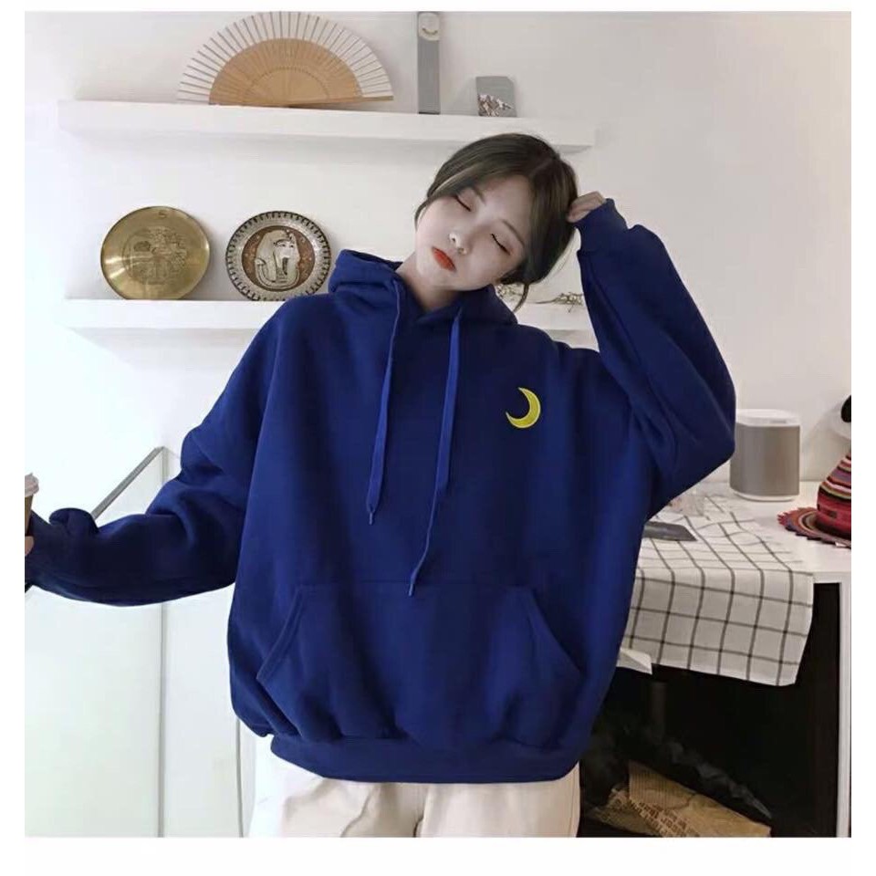 (KÈM HÌNH THẬT) Áo hoodie nỉ bông mịn mặt trăng form rộng 3 màu