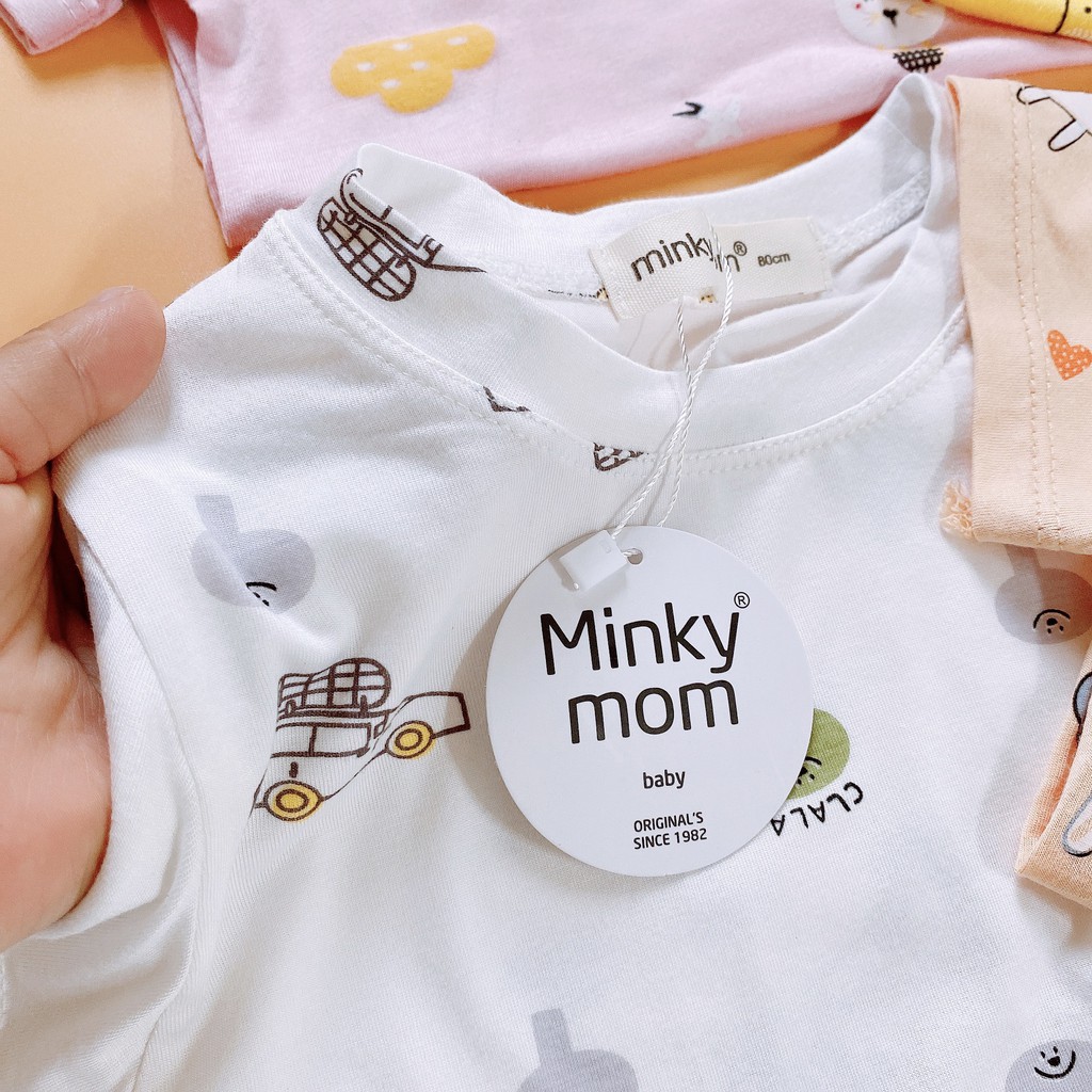 Bộ Cộc Tay Thun Lạnh Hàng Minky Mom In Toàn Thân Họa Tiết Sư Tử-Ô Tô Trắng Cho Bé (8-18kg)( 1453)