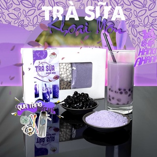Set nguyên liệu làm trà sữa khoai môn BẾP TINH GỌN tự pha tại nhà nguyên liệu nấu trà sữa cao cấp dạng bột 25 - 30 ly