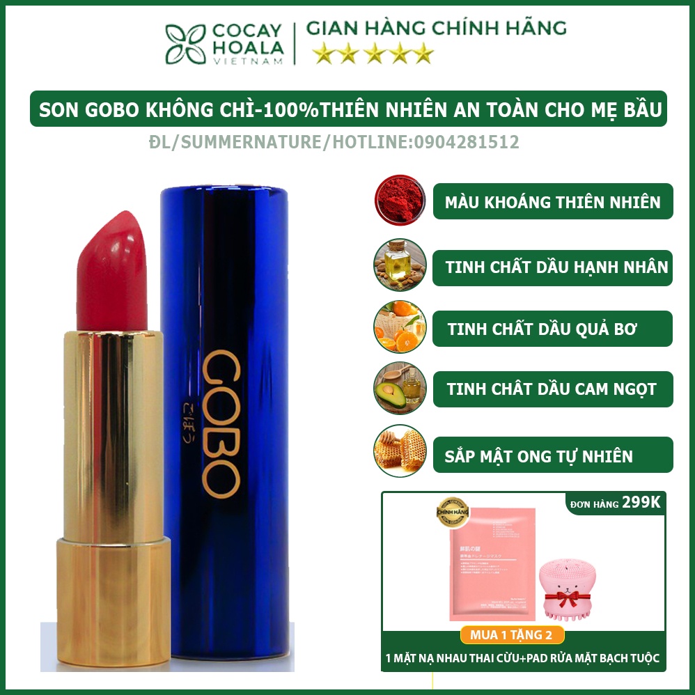 Son môi chính hãng - son thiên nhiên không chì dành cho bà bầu Cocayhoala Gobo Nature matte 4.5g