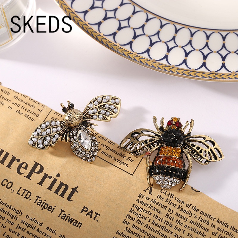Ghim Cài Áo Hình Con Ong Đính Đá Pha Lê Thời Trang Cho Nam Nữ