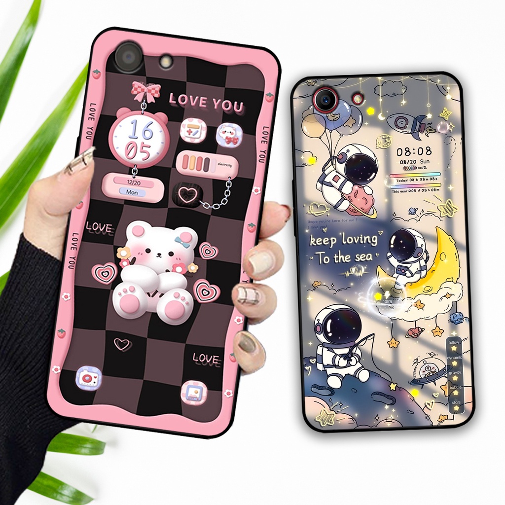 Ốp lưng Oppo A71 - Oppo A83 hình gấu, vũ trụ ngân hà chibi. ốp chống sốc bền đẹp