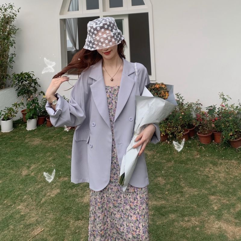 IELGY  Áo Khoác Vest Mỏng Màu Hồng Thời Trang Cho Nữ