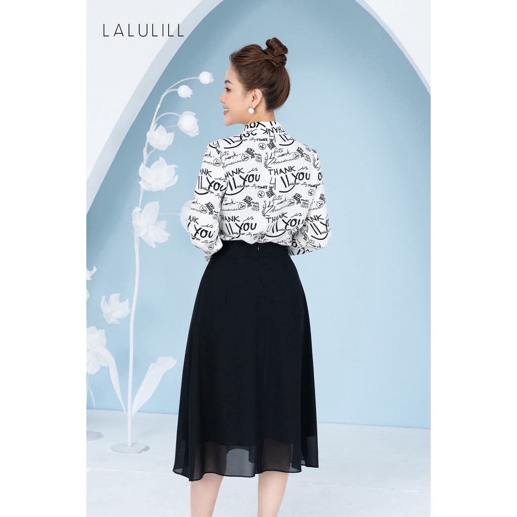 LALULILL - Chân váy dáng A khuyên eo chiffon đen