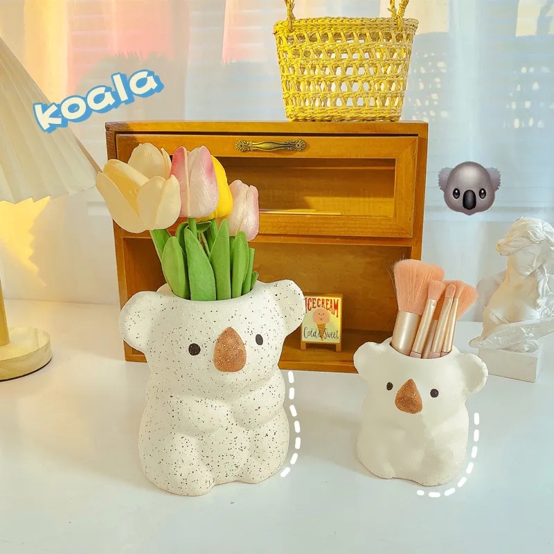 Lọ Cắm Bút Bằng Sứ Hình Gấu Koala Hoạt Hình Đáng Yêu Để Bàn Trang Trí