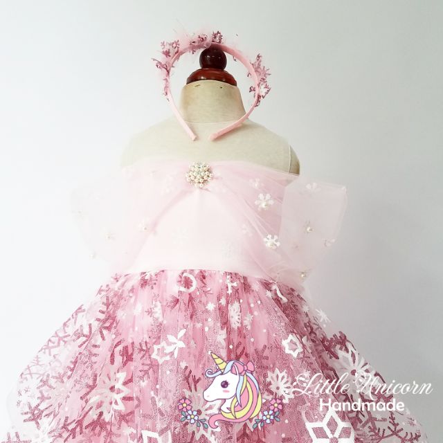 Váy Elsa hồng sz 5