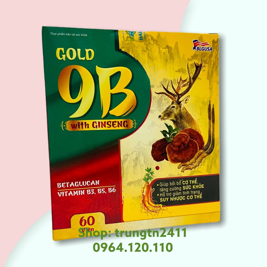 Viên uống bổ sung vitamin BLGUSA Gold 9B with Ginseng – hộp 60 viên