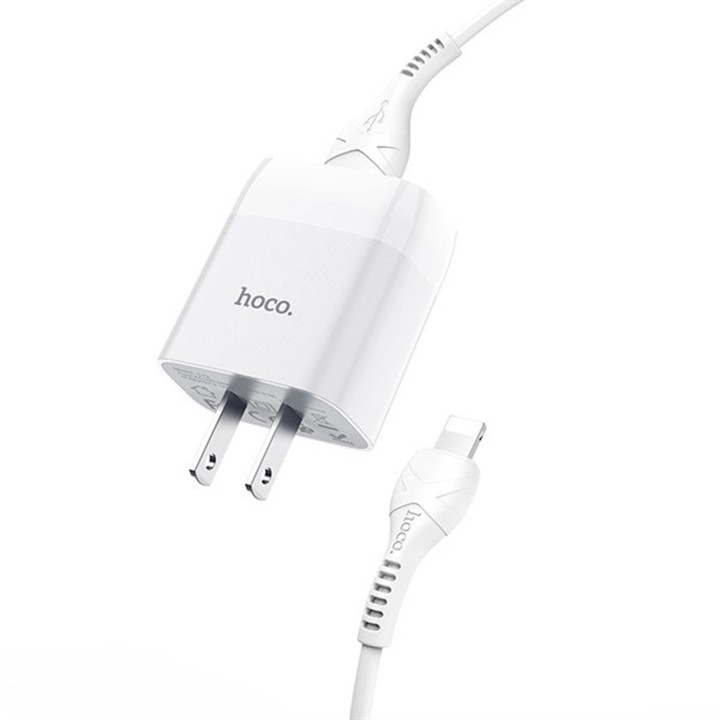 Bộ sạc nhanh Hoco C72 1 cổng USB 2.1A, dài 1m, cáp Lightning, tương thích thiết bị Apple