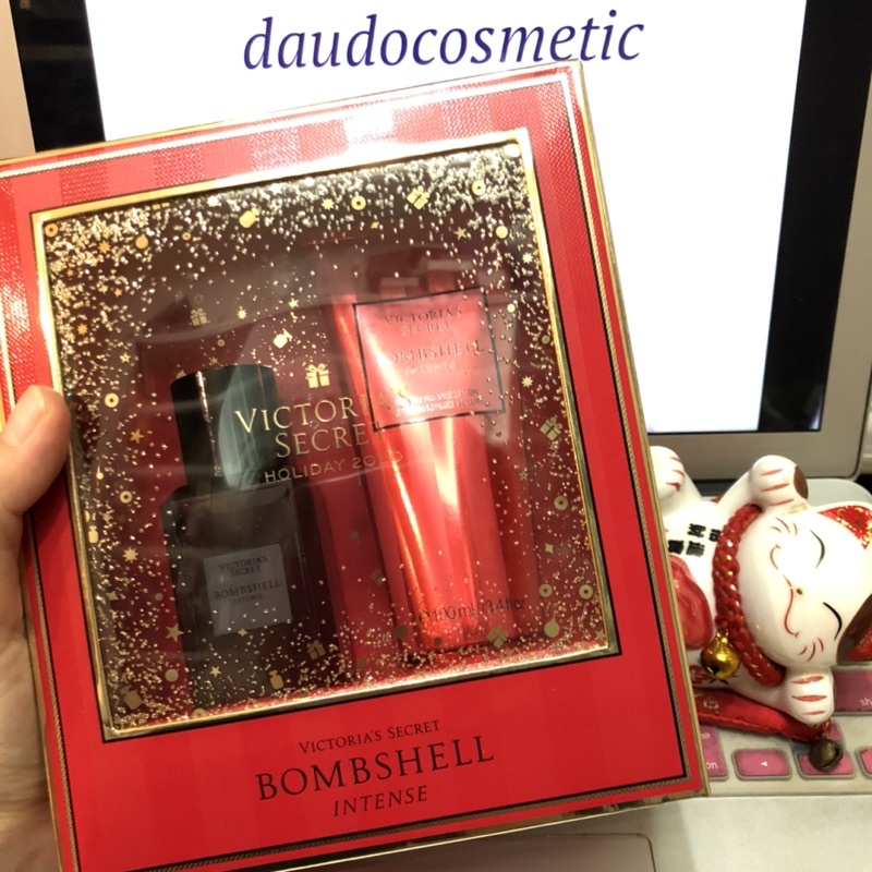 Set Xịt thơm Body Mist Victoria Secret Bombshell Intense 75ml + Perfume Body lotion 100ml