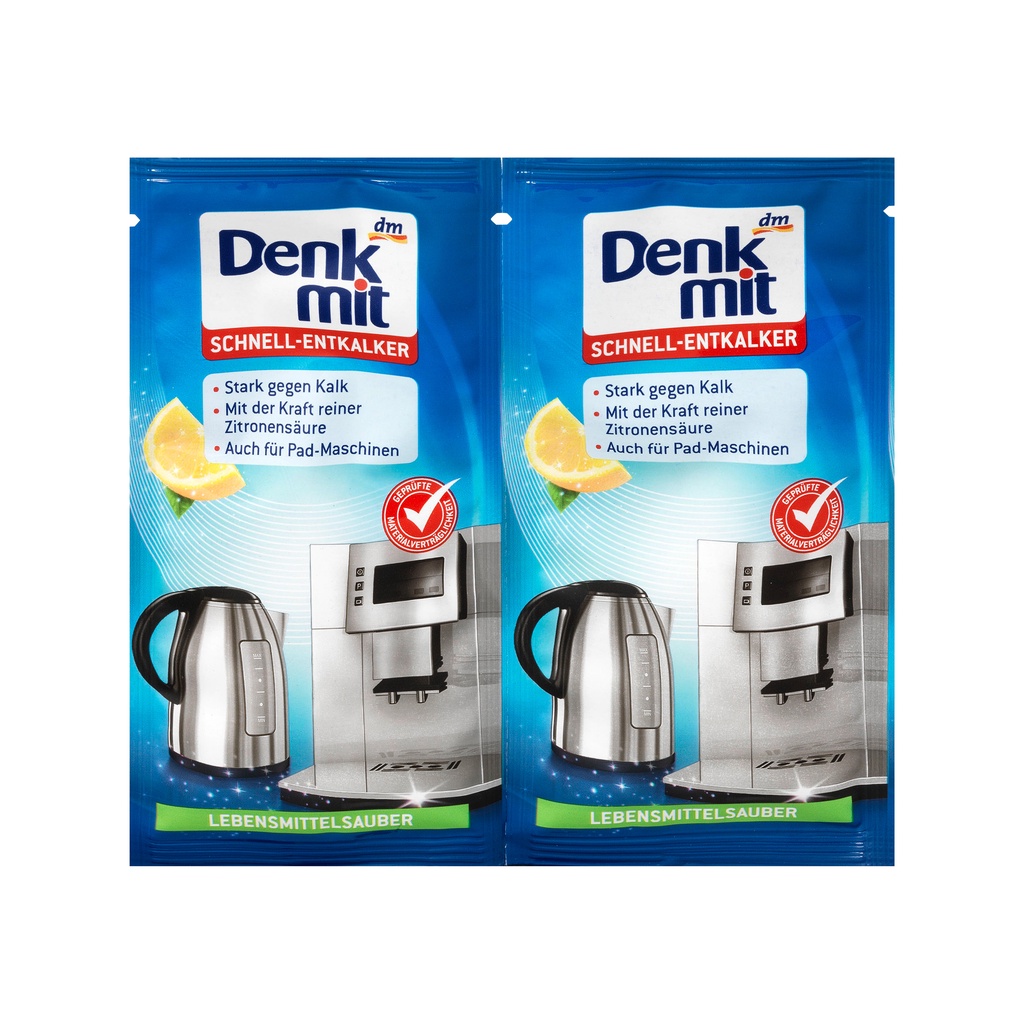 BỘT DENKMIT TẨY CẶN CHO ẤM SIÊU TÔC, BÌNH THUỶ GIỮ NHIỆT, MÁY PHA CÀ PHÊ, SET 2 GÓI x 25G