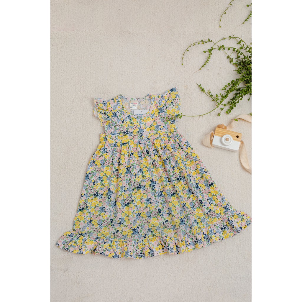 [LITTLE PINK] MARIS COTTON DRESS - Váy thun cotton sát nách hoa nhí bé gái