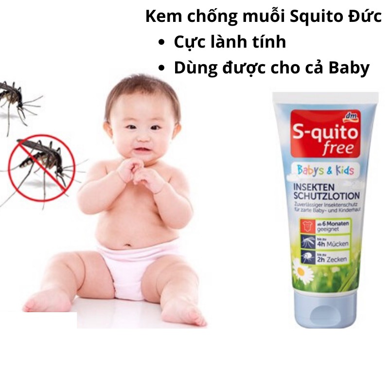 [Mua tận tay tại Đức] Kem chống muỗi S quito free Insekten schutzlotion  cho trẻ sơ sinh và trẻ em (100ml)