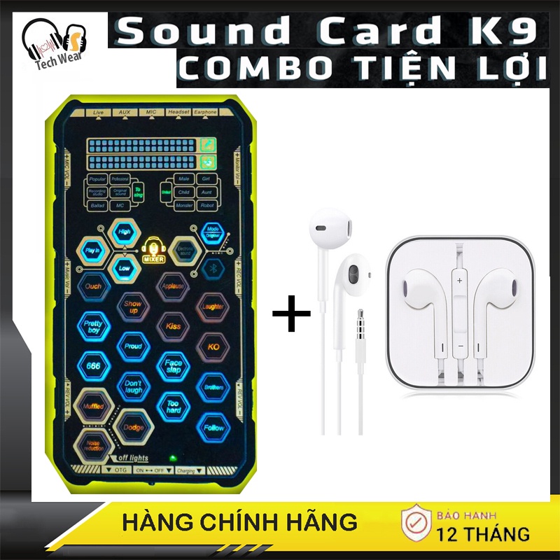 Sound Card K9 Mobile . Chơi Game,Thu Âm,Livestream,Karaoke Online, Autotune . PK Đơn Giản Chỉ Cần Tai Nghe .Bh 12 Tháng