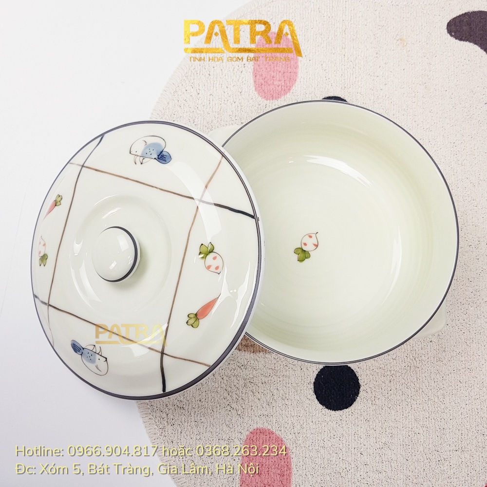 Đĩa sứ Bát Tràng họa tiết cà rốt dễ thương, đĩa đựng đồ ăn men kem cao cấp, nhiều mẫu chọn lựa