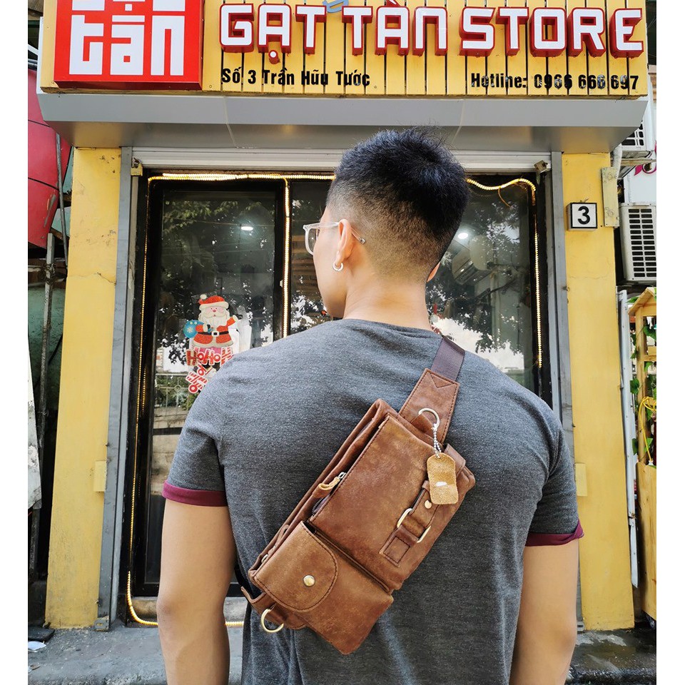 BẢO HÀNH TRỌN ĐỜI] Túi bao tử / Sling Bag Cao Cấp Hàng Đẹp Gạt Tàn Store / Cam Kết Da Bò Thật 100% - IPMN116 | BigBuy360 - bigbuy360.vn