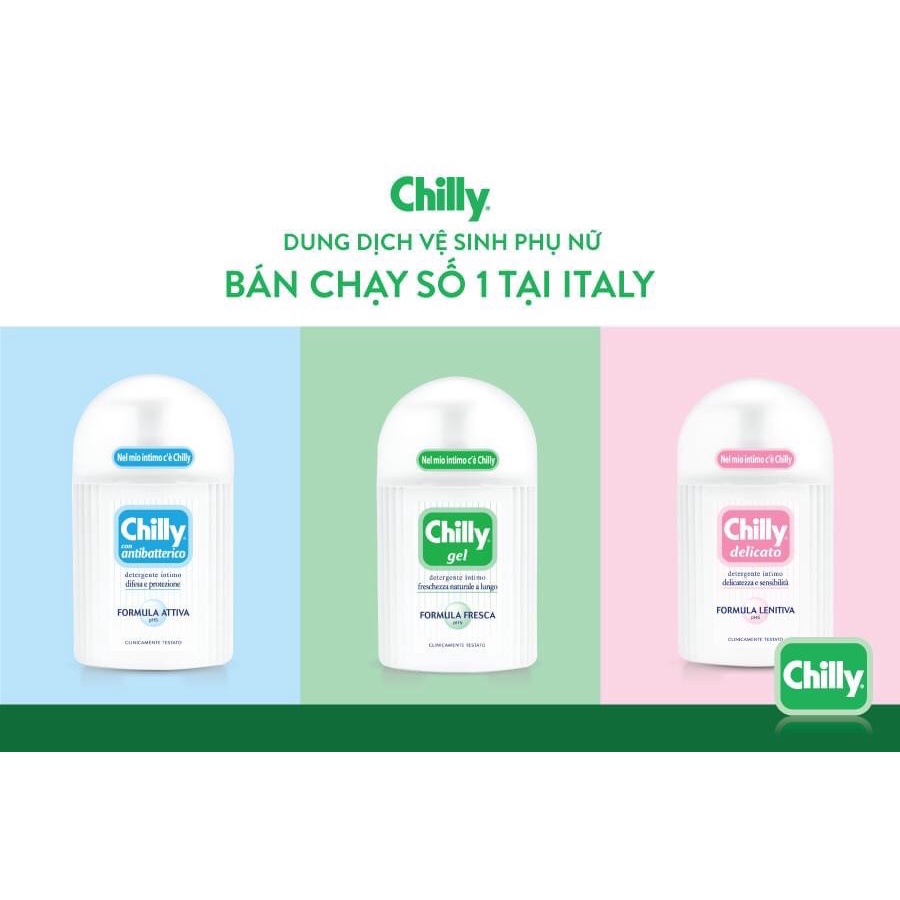 [HÀNG NHẬP KHẨU] Dung Dịch Vệ Sinh Phụ Nữ Chilly Gel / Chilly Delicato /Antibatterico Dịu Nhẹ, Se Se Lạnh, Bùng Tươi Mát