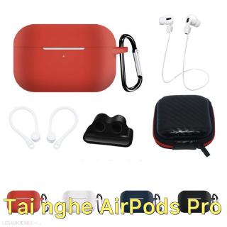 Bộ 6 món phụ kiện chống rớt cho Airpods Pro gồm hộp silicon, móc khoá, dây nối, bao tai, đế xỏ đồng hồ và hộp chống sốc
