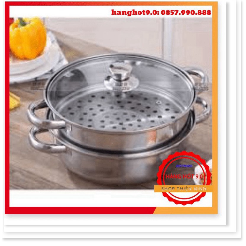 [Rẻ Vô Địch] Nồi hấp 2 tầng inox, nồi hấp xôi, bánh bao size 28cm chất lượng tốt