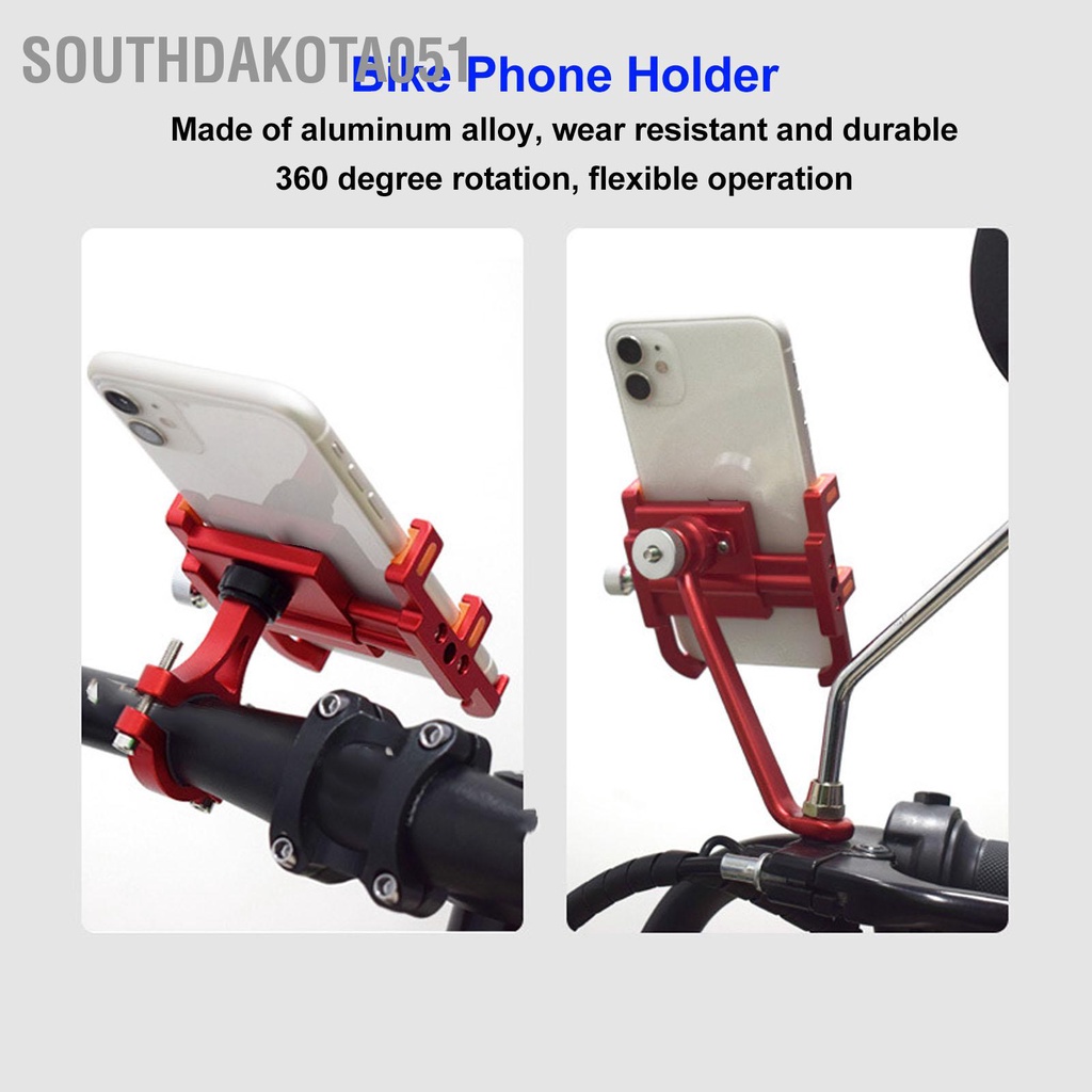 Hàng Sẵn Giá đỡ điện thoại trên xe đạp có thể điều chỉnh bằng hợp kim nhôm chống rung ngoài trời【Southdakota051】