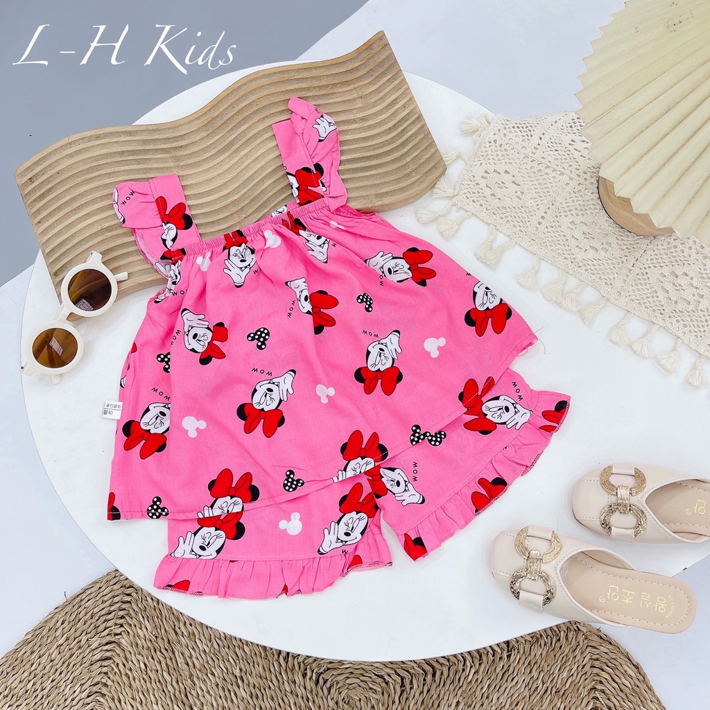 SET23 - Bộ bé gái, Bộ lanh lụa cánh tiên siêu mát cho bé gái từ 12-25kg