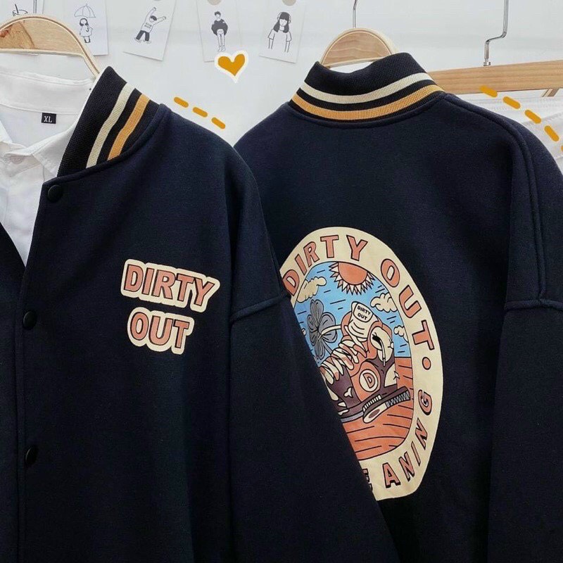 Áo khoác nỉ bomber FREE SHIP,cardigan nam nữ đều mặc được mẫu chữ DITRY Form rộng dưới 65kg.
