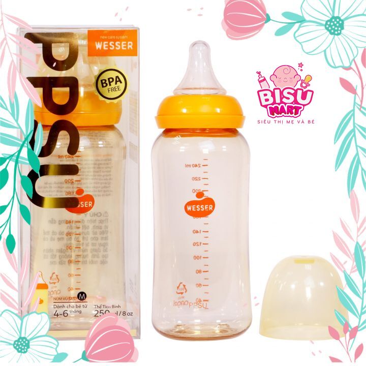 Bình sữa WSSER, Bình Sữa cổ hẹp nhựa PPSU 250ml