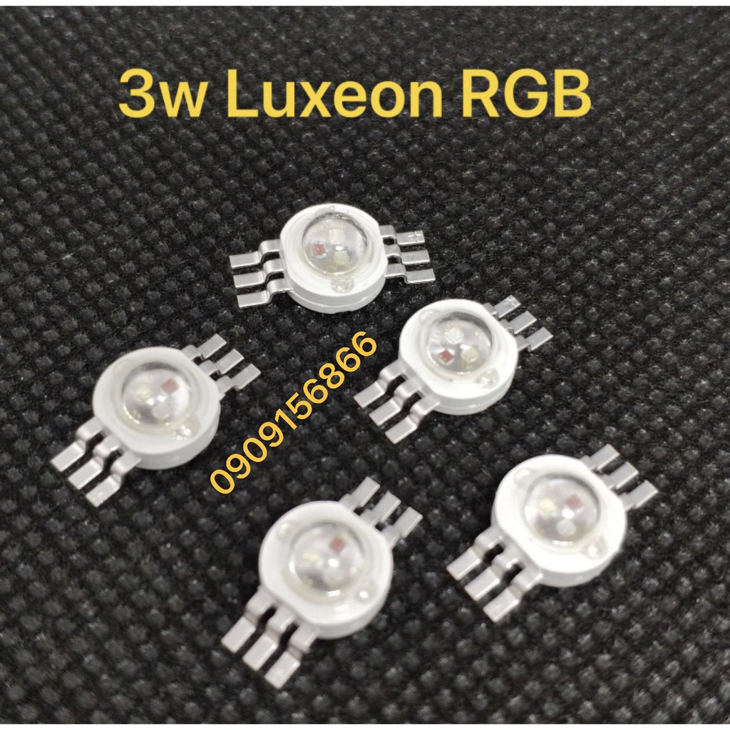 Led luxeon hạt 3W, 3 chân ( đổi màu) ,10 bóng/1 túi) rgb