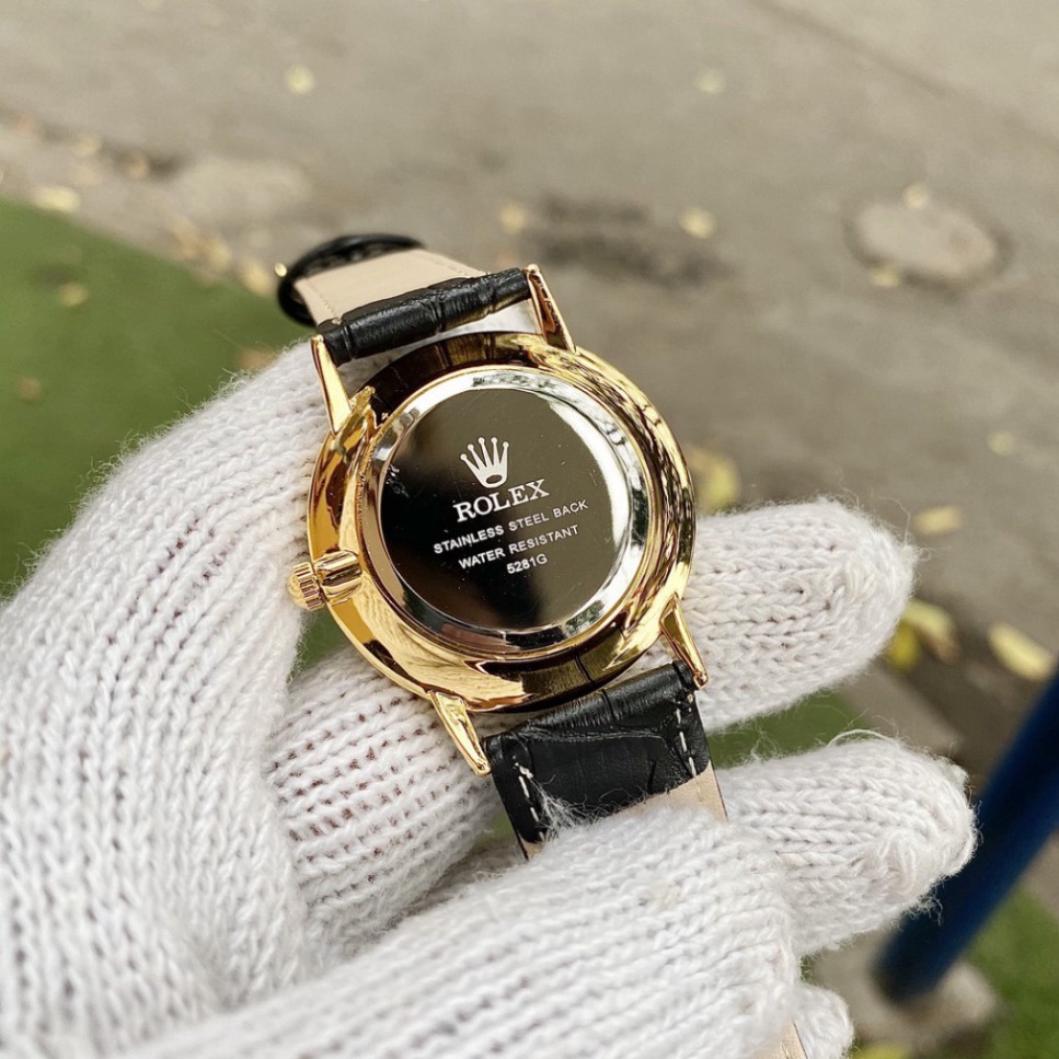 Đồng Hồ NAM ROLEX R075b TRẮNG Chống Xước, dây da cao cấp.