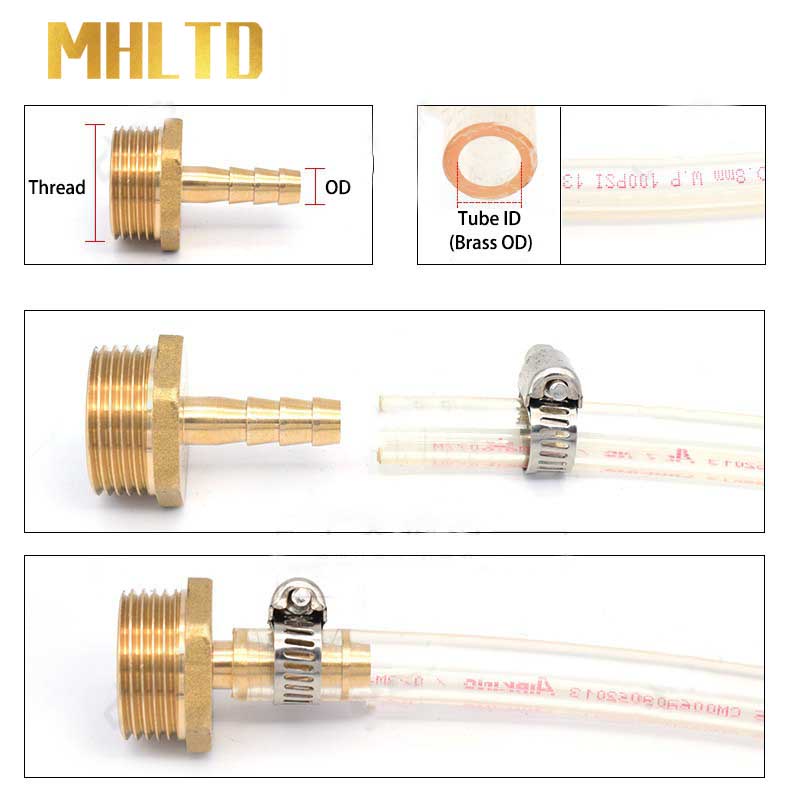 Đầu Nối Bằng Đồng Thau Màu Vàng 6 8 10 12 16mm Sang 1 / 4 1 / 8 1 / 2 3 / 8