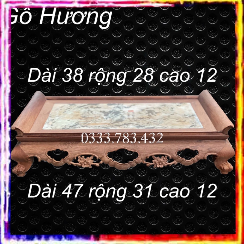 KHAY TRÀ MẶT ĐÁ PHÒNG KHÁCH KIỂU THUYỀN GỖ HƯƠNG 2 CỠ